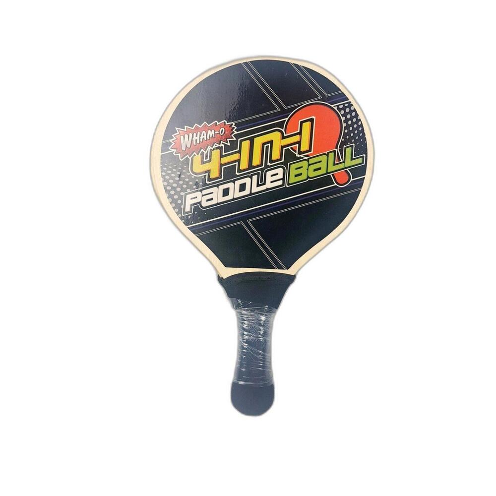 Wham-O 4-in-1 Paddle Ball Wooden Racket Set Black Tan Outdoor‎ Beach Game